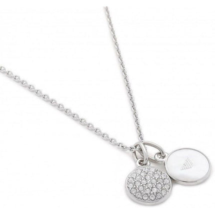 Emporio Armani Cubic Zirconia Stainless Steel Mother Of Pearl Necklace EGS2156040 For Women