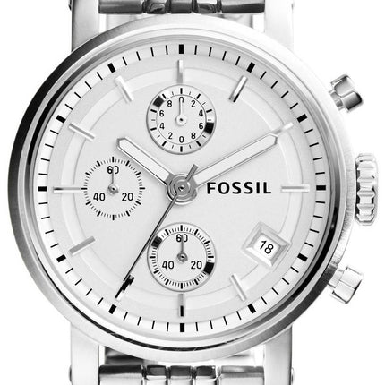 Fossil Boyfriend Chronograph Silver Tone Dial ES2198 Womens Watch