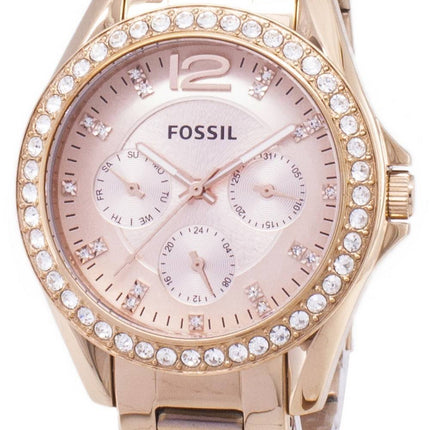 Fossil Riley Multifunction Crystal Rose Gold ES2811 Womens Watch