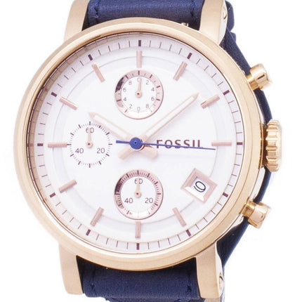 Fossil Original Boyfriend Quartz Chronograph Blue Leather Strap ES3838 Womens Watch