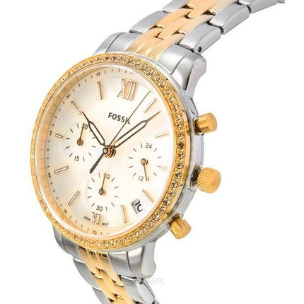 Fossil Neutra Chronograph Two Tone Stainless Steel White Mother Of Pearl Dial Quartz ES5279 Women's Watch