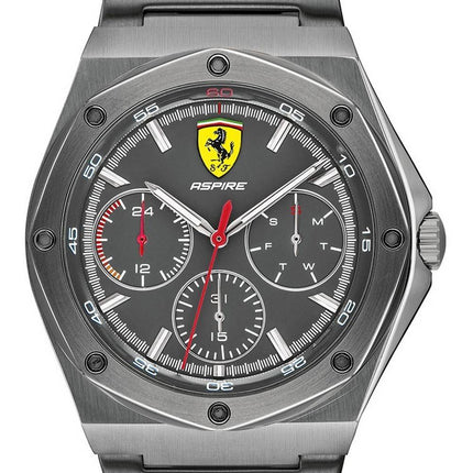 Ferrari Scuderia Aspire Grey Dial Stainless Steel Bracelet Quartz 0830695 Mens Watch