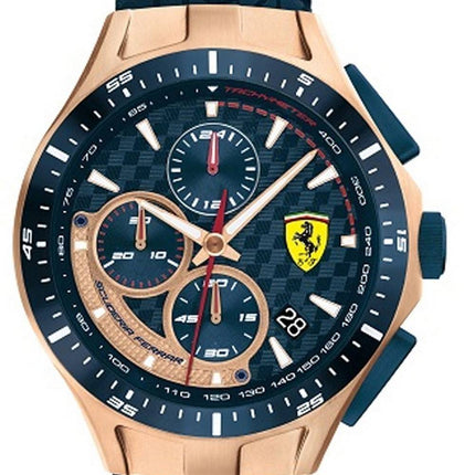 Ferrari Scuderia Race Day Chronograph Blue Dial Quartz Silicon Band 0830699 Mens Watch