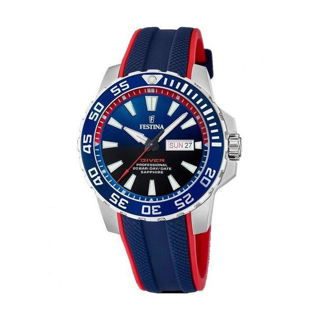Festina Diver Rubber Strap Blue Dial Quartz F20662-1 200M Mens Watch