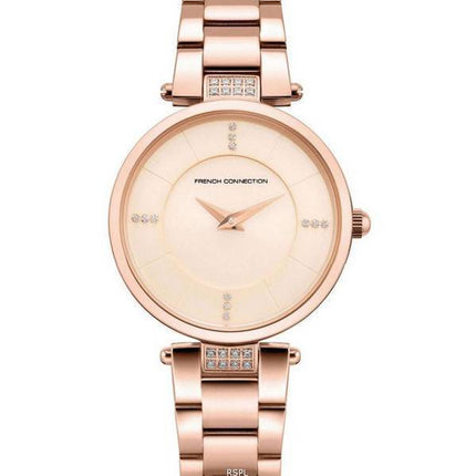 French Connection Crystal Accents Rose Gold Tone Dial Quartz FCS1015RGM Womens Watch