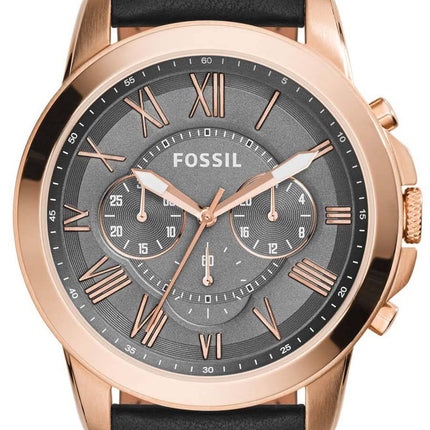 Fossil Grant Chronograph Grey Dial Black Leather FS5085 Mens Watch