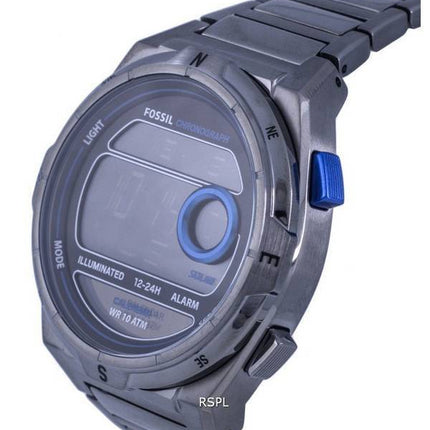 Fossil Everett Chronograph Stainless Steel Black Dial Solar FS5861 100M Mens Watch