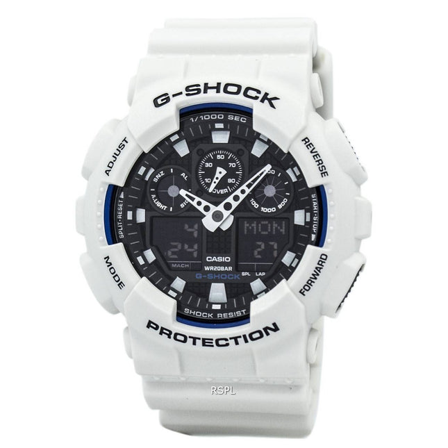 Casio G-Shock World Time White Analog Digital GA-100B-7A Mens Watch