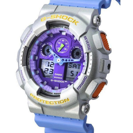 Casio G-Shock Euphoria Analog Digital Blue Resin Strap Purple Dial Quartz GA-100EU-8A2 200M Mens Watch
