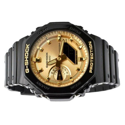 Casio G-Shock Analog Digital Black And Gold Color Resin Strap Quartz GA-2100GB-1A 200M Mens Watch