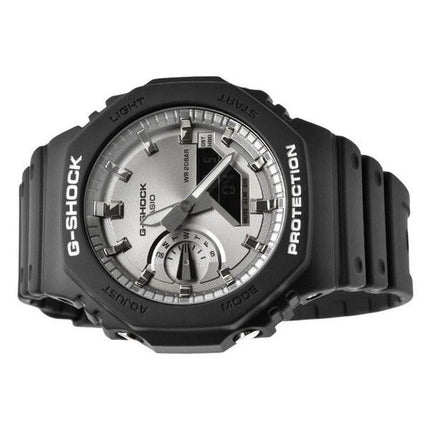 Casio G-Shock Analog Digital Black And Silver Color Resin Strap Quartz GA-2100SB-1A 200M Mens Watch
