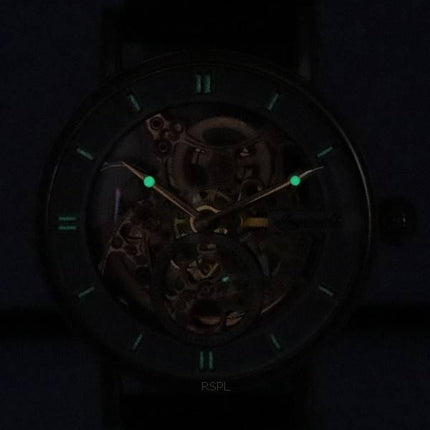Ingersoll The Herald Leather Strap Rose Gold Skeleton Dial Automatic I00401B Men's Watch