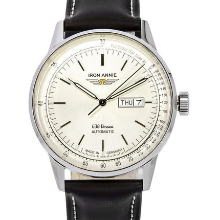 Iron Annie G38 Dessau Leather Strap Silver Dial Automatic 53661 100M Men's Watch