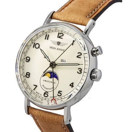Iron Annie Amazonas Impressions Moonphase Leather Strap Beige Dial Quartz 59765 Men's Watch