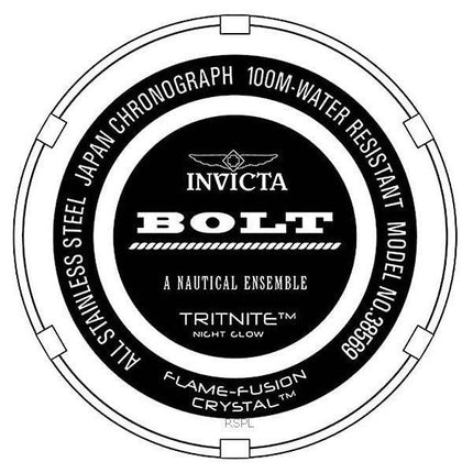 Invicta Bolt Chronograph Stainless Steel Black Dial Quartz 38569 100M Men's Watch
