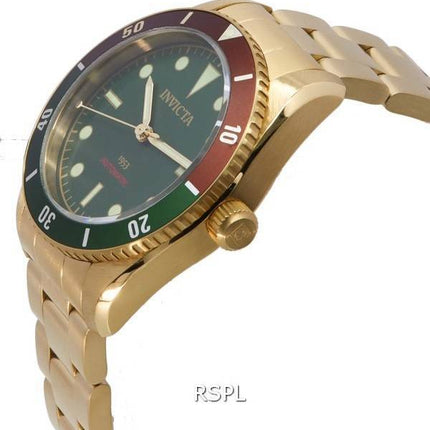 Invicta Pro Diver Zager Exclusive Gold Tone Green Dial Automatic Divers 40489 200M Mens Watch