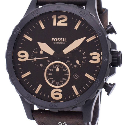 Fossil Nate Chronograph Brown Leather JR1487 Mens Watch
