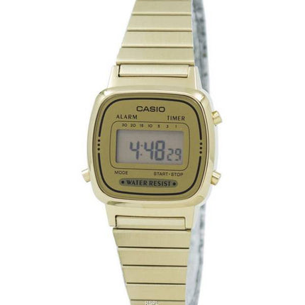 Casio Digital Stainless Steel Alarm Timer LA670WGA-9DF Womens Watch