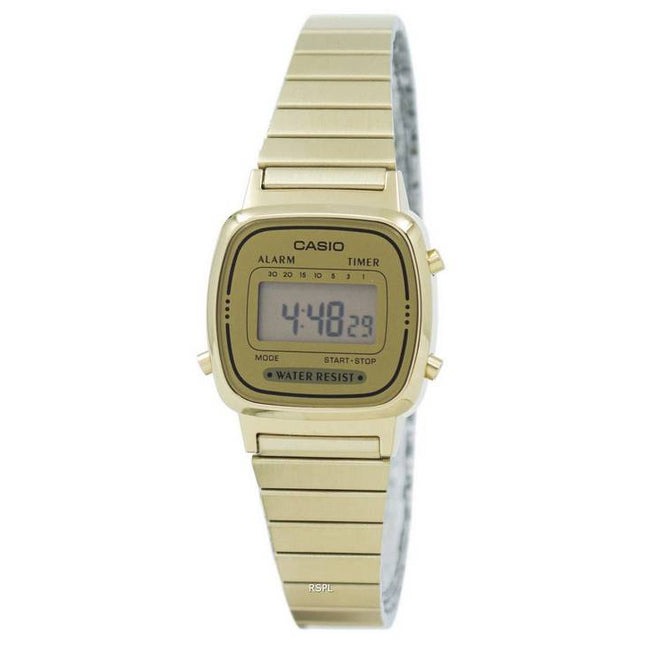 Casio Digital Stainless Steel Alarm Timer LA670WGA-9DF Womens Watch