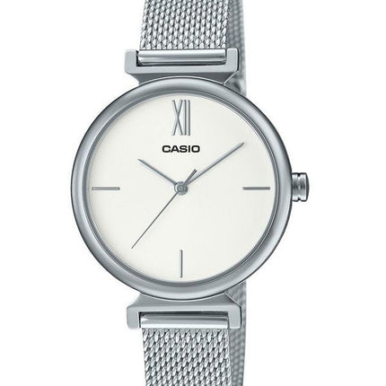 Casio Analog Stainless Steel Silver Dial Quartz LTP-2024VM-7C Womens Watch With Bangle Set