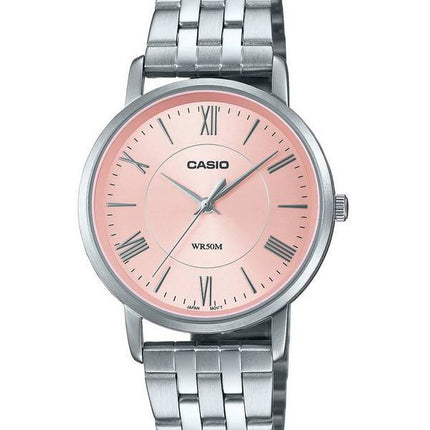 Casio Analog Pink Dial Stainless Steel Quartz LTP-B110D-4A LTPB110D-4 Womens Watch