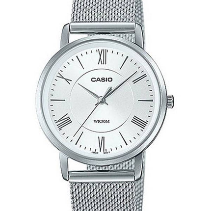 Casio Analog Silver Dial Stainless Steel Quartz LTP-B110M-7A LTPB110M-7 Womens Watch