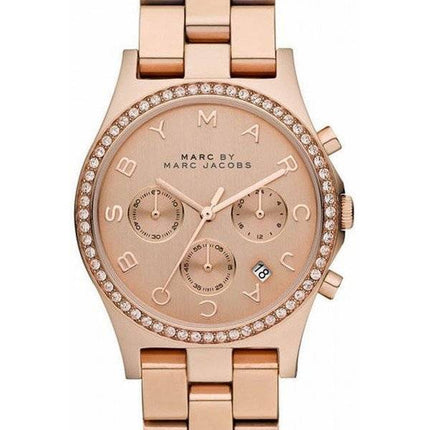 Marc By Marc Jacobs Henry Chronograph Crystals Rose Gold Dial MBM3118 Womens Watch