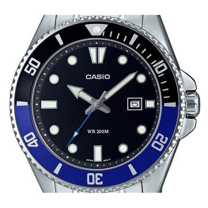 Casio Standard Analog Stainless Steel Black Dial Quartz MDV-107D-1A2 200M Mens Watch
