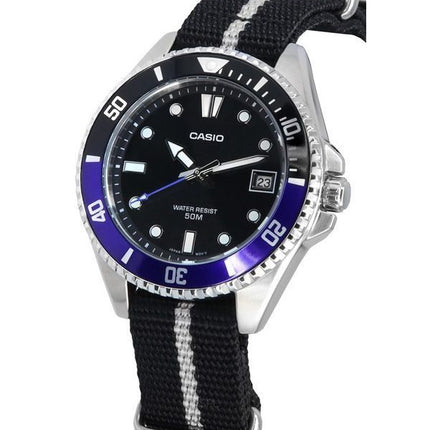 Casio Standard Analog Fabric Strap Black Dial Quartz MDV-10C-1A2 Mens Watch