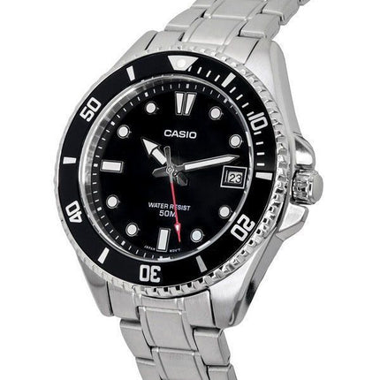 Casio Standard Analog Stainless Steel Black Dial Quartz MDV-10D-1A1 Mens Watch