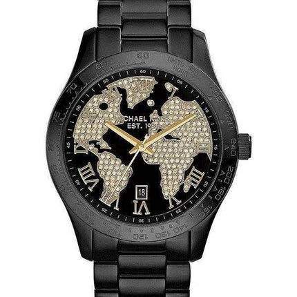 Michael Kors Layton Crystals Black IP MK6091 Womens Watch