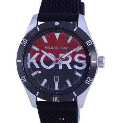 Michael Kors Layton BlackRed Dial Silicon Strap Quartz MK8892 Mens Watch