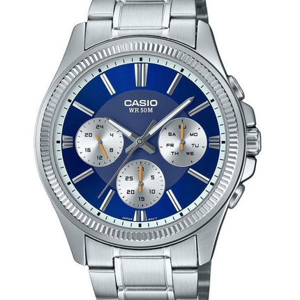 Casio Enticer Analog Stainless Steel Blue Dial Quartz MTP-1375D-2A1 Mens Watch