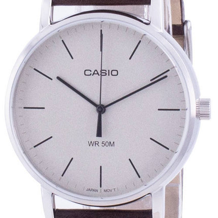 Casio White Dial Leather Strap Quartz MTP-E171L-5E MTPE171L-5 Mens Watch