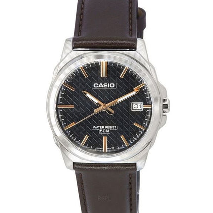 Casio Standard Analog Brown Leather Strap Black Dial Quartz MTP-E720L-5A Men's Watch