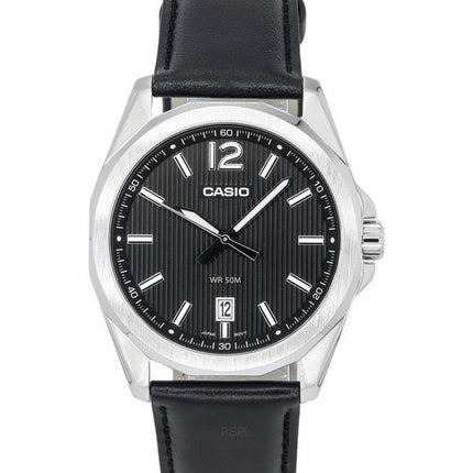 Casio Standard Analog Leather Strap Black Dial Quartz MTP-E725L-1A Men's Watch