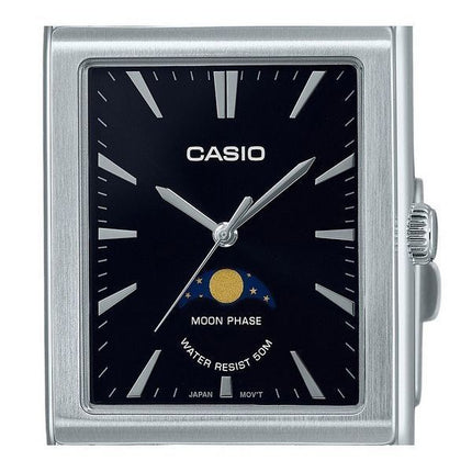 Casio Standard Analog Moon Phase Stainless Steel Black Dial Quartz MTP-M105D-1A Mens Watch