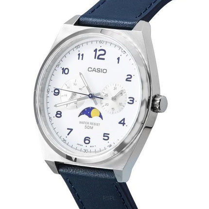 Casio Standard Analog Moon Phase White Dial Leather Strap Quartz MTP-M300L-7A MTPM300L-7 Men's Watch