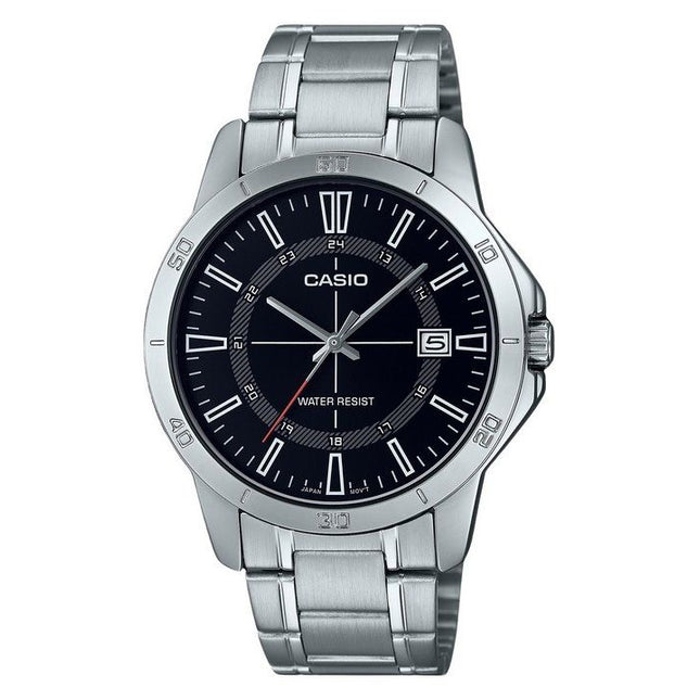 Casio Standard Analog Stainless Steel Black Dial Quartz MTP-V004D-1C Mens Watch