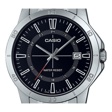 Casio Standard Analog Stainless Steel Black Dial Quartz MTP-V004D-1C Mens Watch