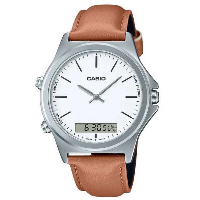 Casio Analog Digital Leather Strap MTP-VC01L-7E MTPVC01L-7 Mens Watch