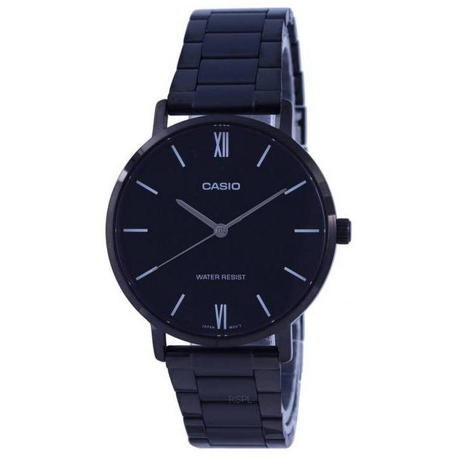 Casio Black Dial Stainless Steel Analog MTP-VT01B-1B MTPVT01B-1B Men's Watch