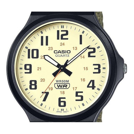 Casio Standard Analog Cloth Strap Beige Dial Quartz MW-240B-3BV Men's Watch
