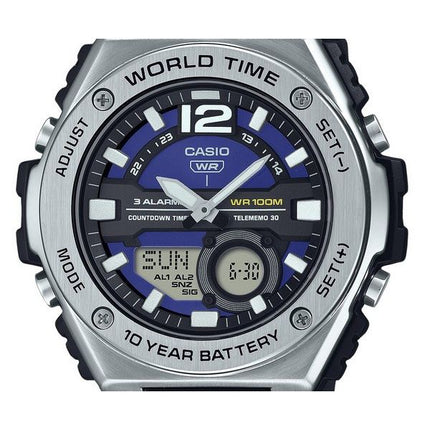 Casio Standard Analog Digital Resin Strap Blue Dial Quartz MWQ-100-2AV 100M Men's Watch