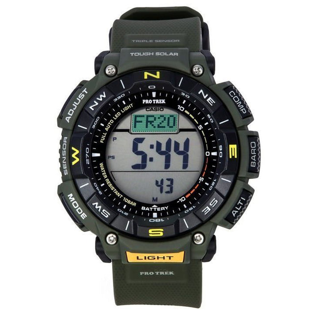 Casio Pro Trek Digital Green Bio Based Resin Strap Tough Solar PRG-340-3 100M Mens Watch