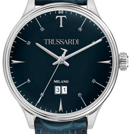 Trussardi T-Complicity Blue Dial Leather Strap Quartz R2451130001 Mens Watch