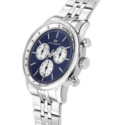 Philip Watch Anniversary Chronograph Stainless Steel Blue Dial Quartz R8273650004 100M Mens Watch