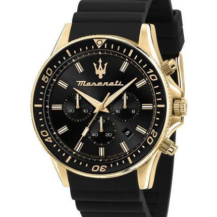 Maserati Sfida Chronograph Silicone Strap Black Dial Quartz R8871640001 100M Men's Watch