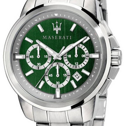 Maserati Successo Chronograph Green Dial Stainless Steel Quartz R8873621017 Mens Watch