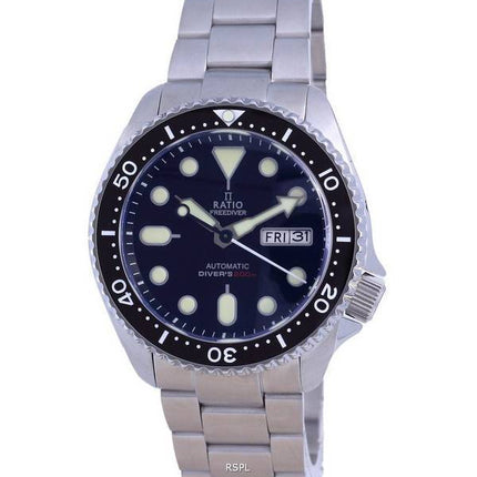 Ratio FreeDiver Black Dial Sapphire Crystal Stainless Steel Automatic RTA100 200M Men's Watch